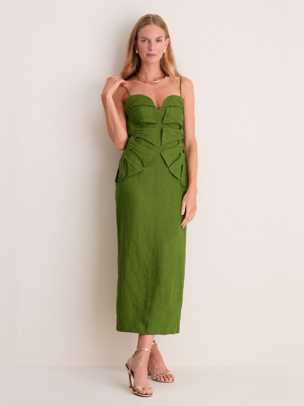 Farm Rio: Green Monstera Leaf Sleeveless Euroflax Premium Linen Maxi
Dress M - Picture 6 of 8